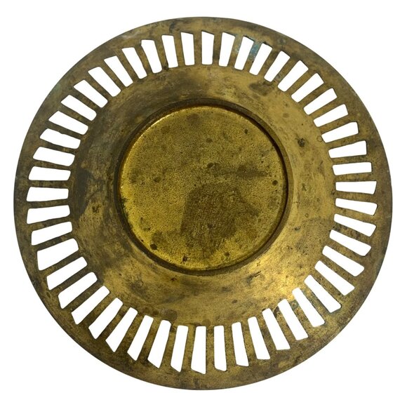 VTG Brass Decorative Woven Basket Trinket Dish Tray Intricate Cutout Design - Picture 4 of 4